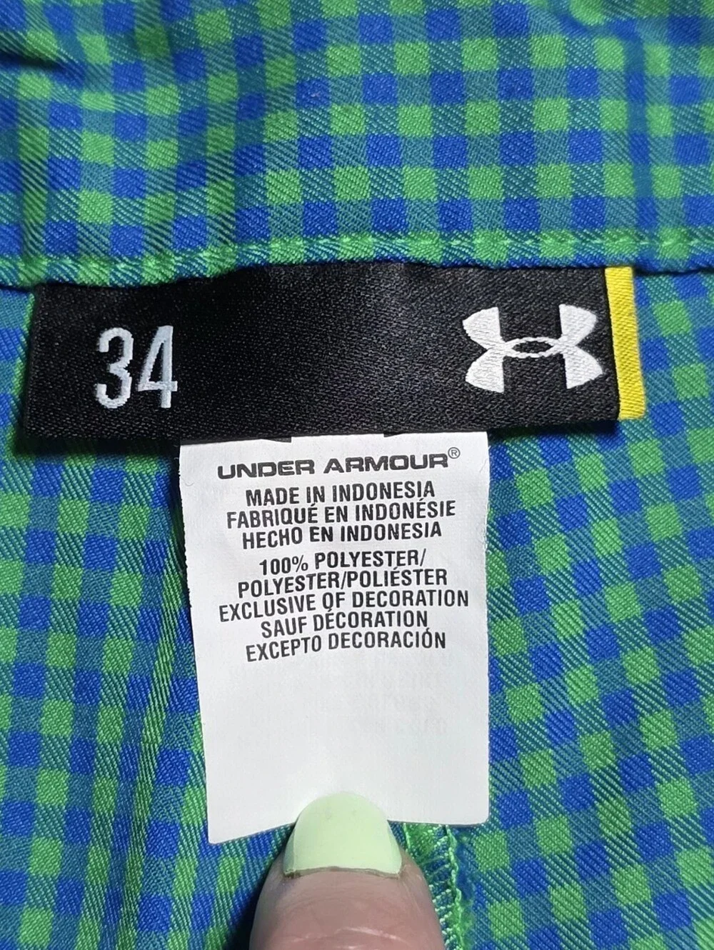Under Armour Men's Gingham Athletic Golf Shorts Sz 34 (2014)